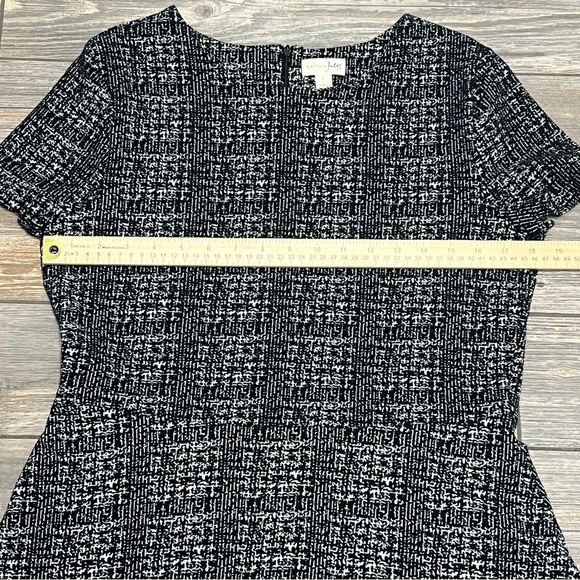Maison Jules Dress Size Large Black White Print Fit & Flare Short Sleeve - Picture 13 of 16